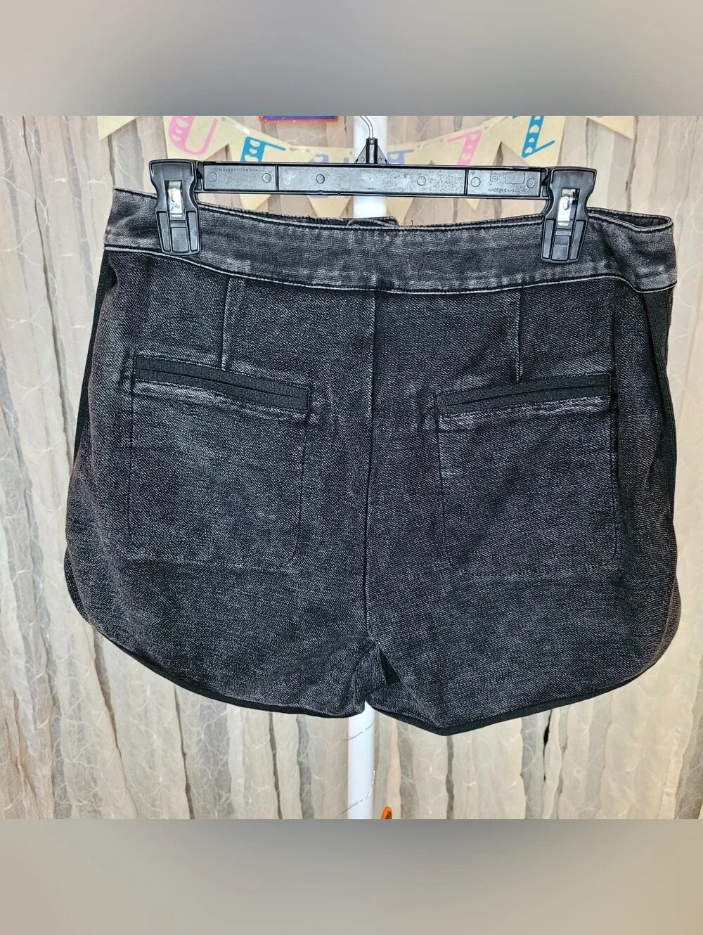 So Me Black Acid Wash High Rise Cargo Utility Dolphin Shorts Size L Cotton Blend